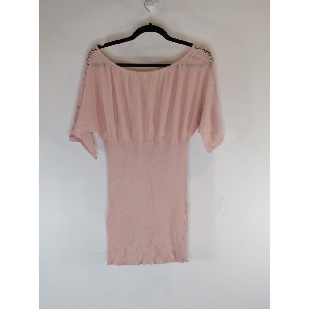 Free People  Tunic Top Pink Embroidered Kimono Sleeve Smocked Waist NWOT Small S - Picture 2 of 4